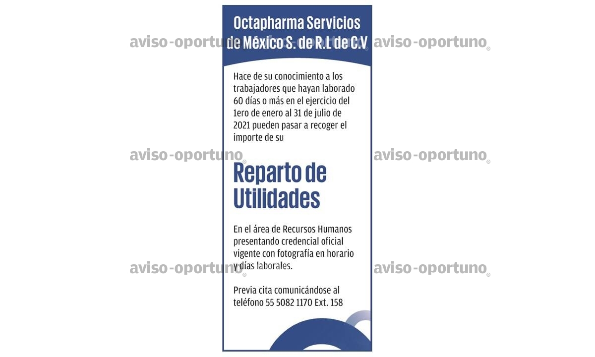 Ptu 2021- Octapharma Servicios de Mexico S. de R.L. de C.V.