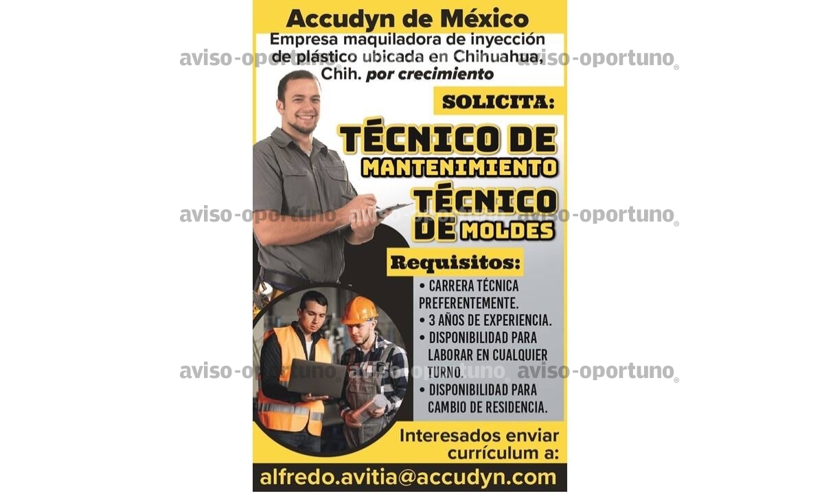 TECNICO DE MANTENIMIENTO Y TECNICO DE MOLDES