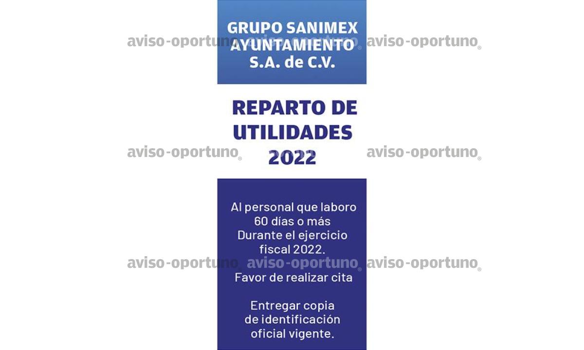 PTU 2022 / GRUPO SANIMEX AYUNTAMIENTO.