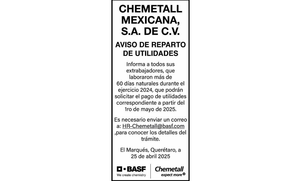 CHEMETALL MEXICANA PTU