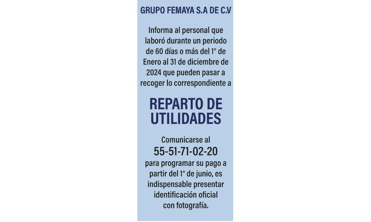 GRUPO FEMAYA/ PTU MAYO 2024