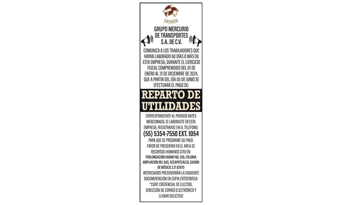 GRUPO MERCURIO REPARTO DE UTILIDADES
