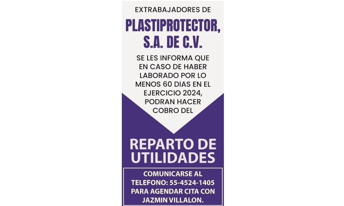 PLASTIPROTECTOR/ REPARTO DE UTILIDADES