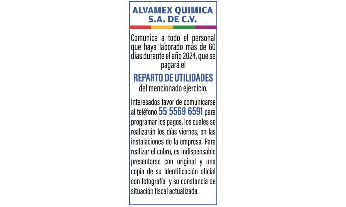 REPARTO DE UTILIDADES 2024/ ALVAMEX