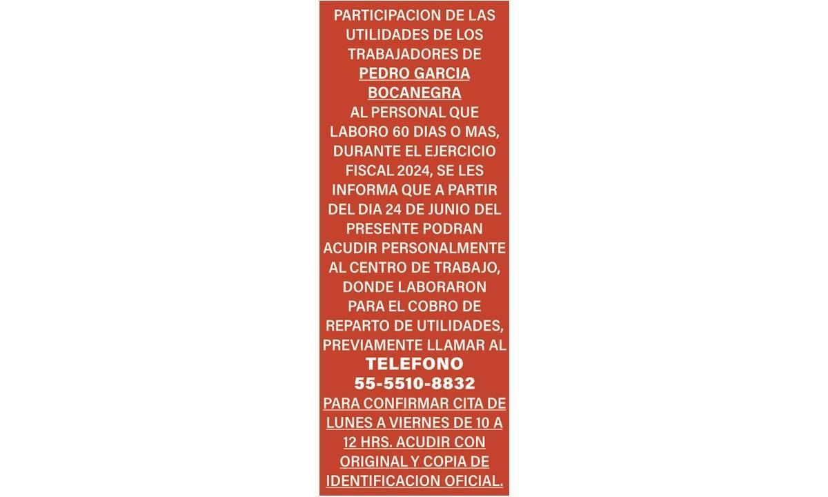 REPARTO DE UTILIDADES, PEDRO GARCIA BOCANEGRA 