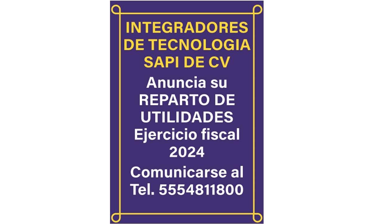 INTEGRADORES DE TECNOLOGIA, REPARTO DE UTILIDADES