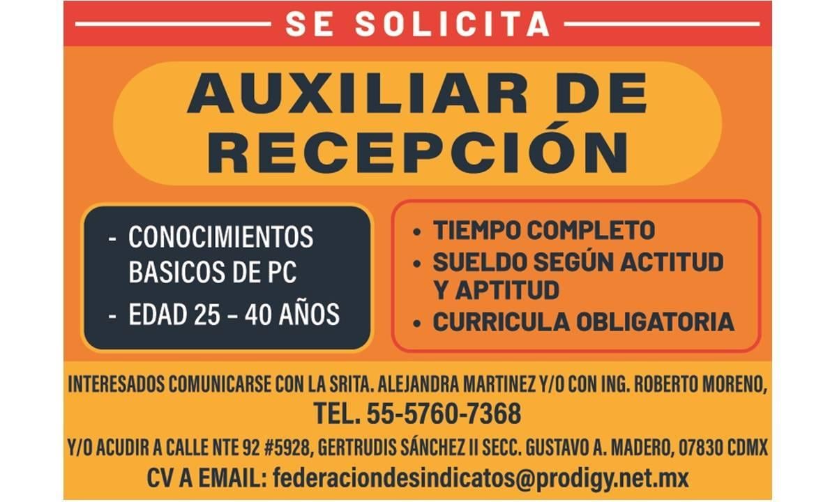 AUXILIAR DE RECEPCIÓN