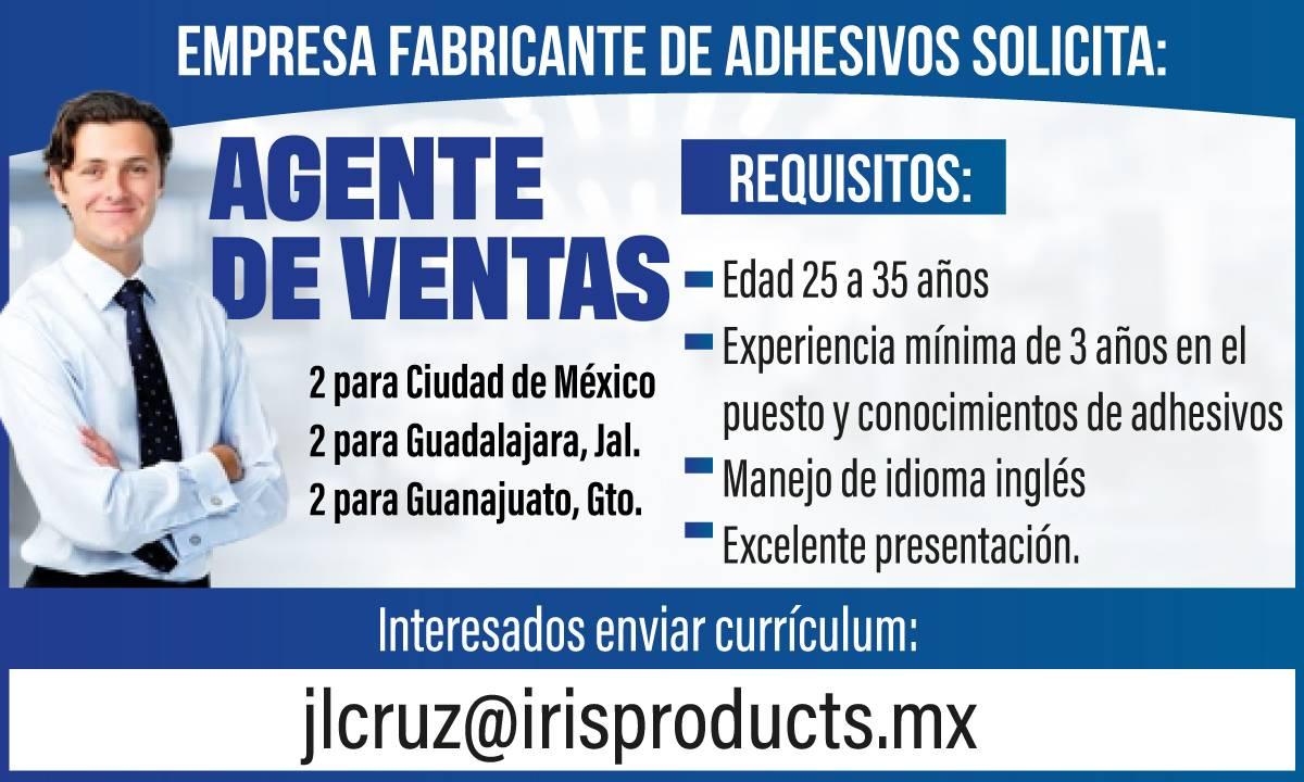 AGENTE DE VENTAS CDMX, GUADALAJARA, GUANAJUATO