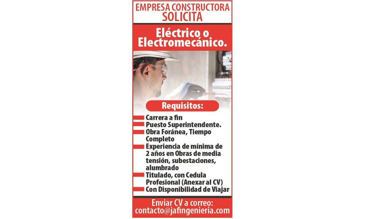 ING. ELÉCTRICO O ELECTROMECÁNICO