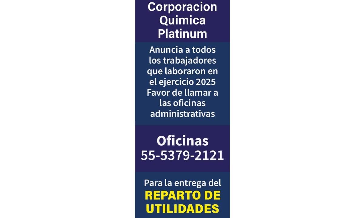 CORPORACION QUIMICA PLATINUM/ PTU 2025