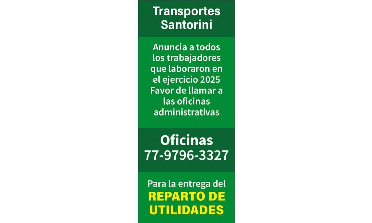 TRANSPORTES SANTORINI/ PTU 2025