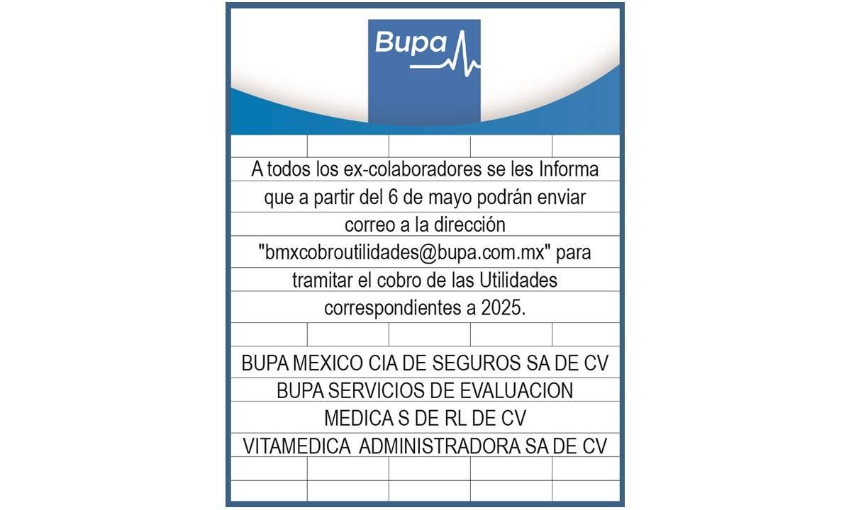 BUPA REPARTO DE UTILIDADES
