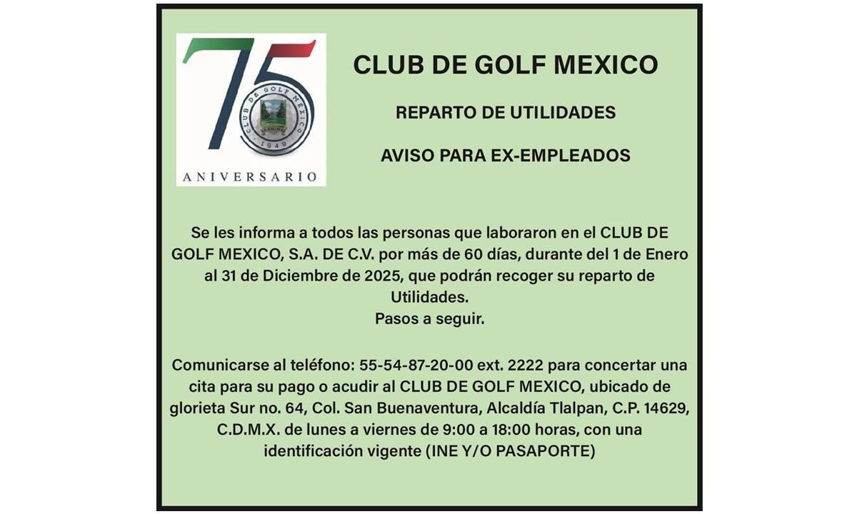 CLUB DE GOLF REPARTO DE UTILIDADES