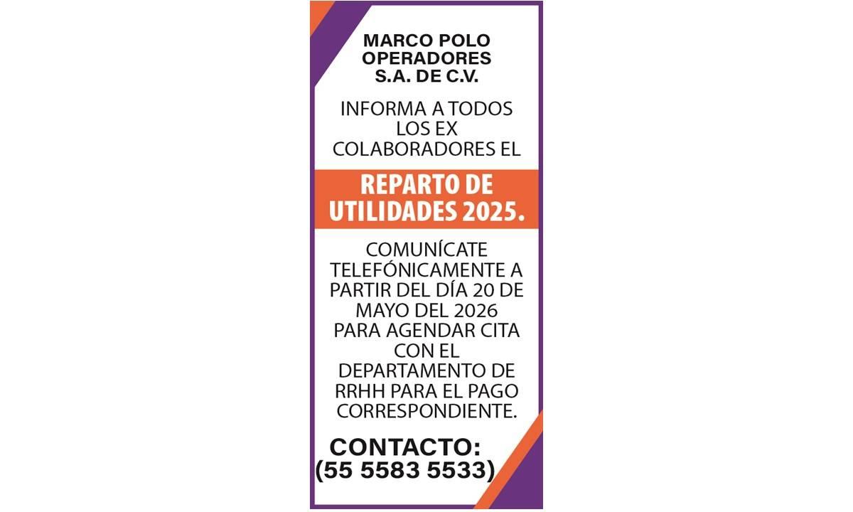 MARCO POLO OPERADORES REPARTO DE UTILIDADES