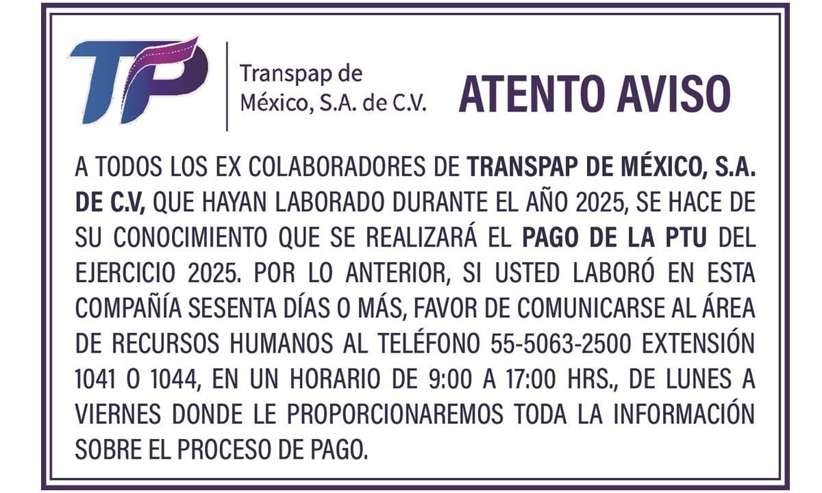 TRANSPAP DE MEXICO, S.A. DE C.V
