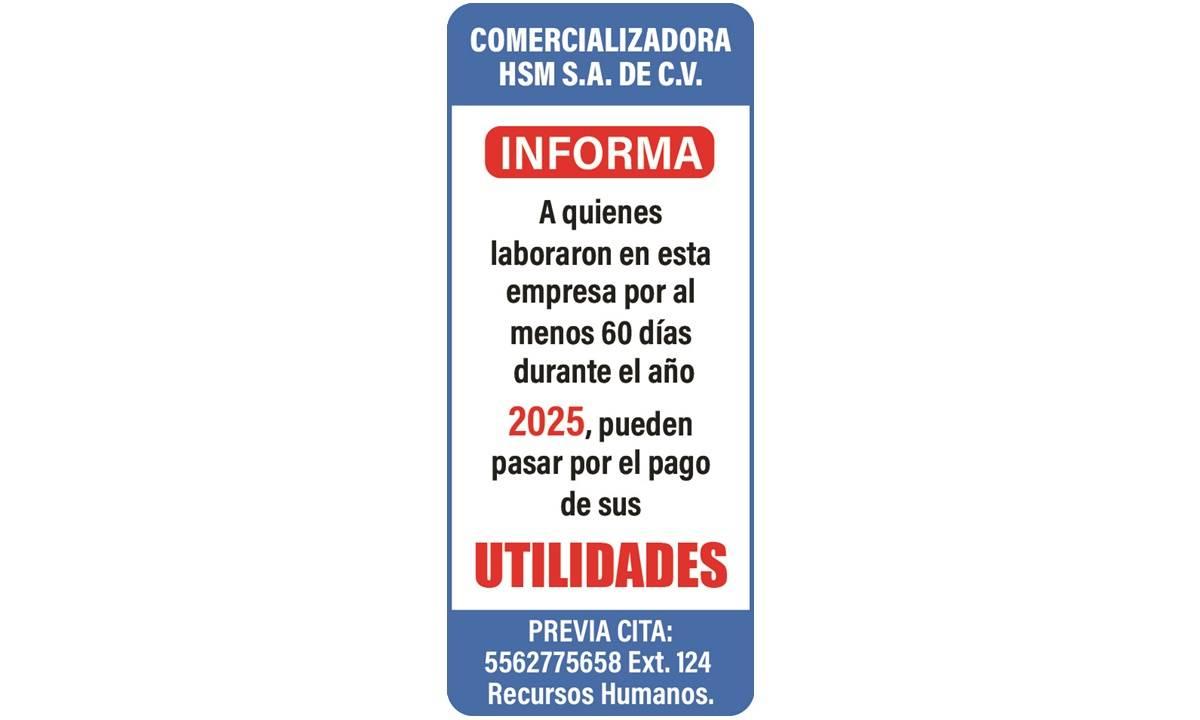 "COMERCIALIZADORA HSM" REPARTO DE UTILIDADES