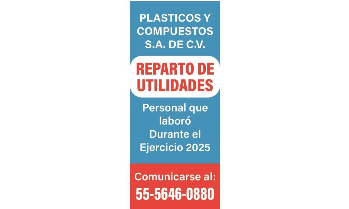 PLASTICOS Y COMPUESTOS/ REPARTO DE UTILIDADES