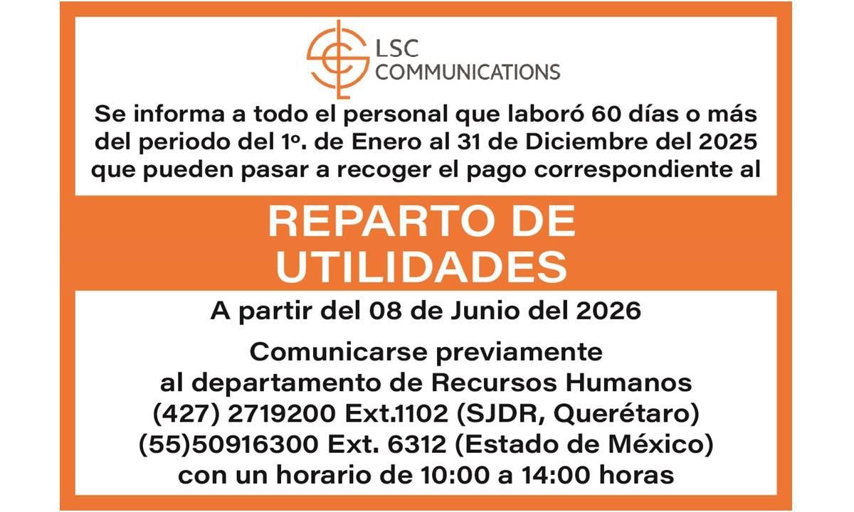 PRINT LSC COMMUNICATIONS, REPARTO DE UTILIDADES