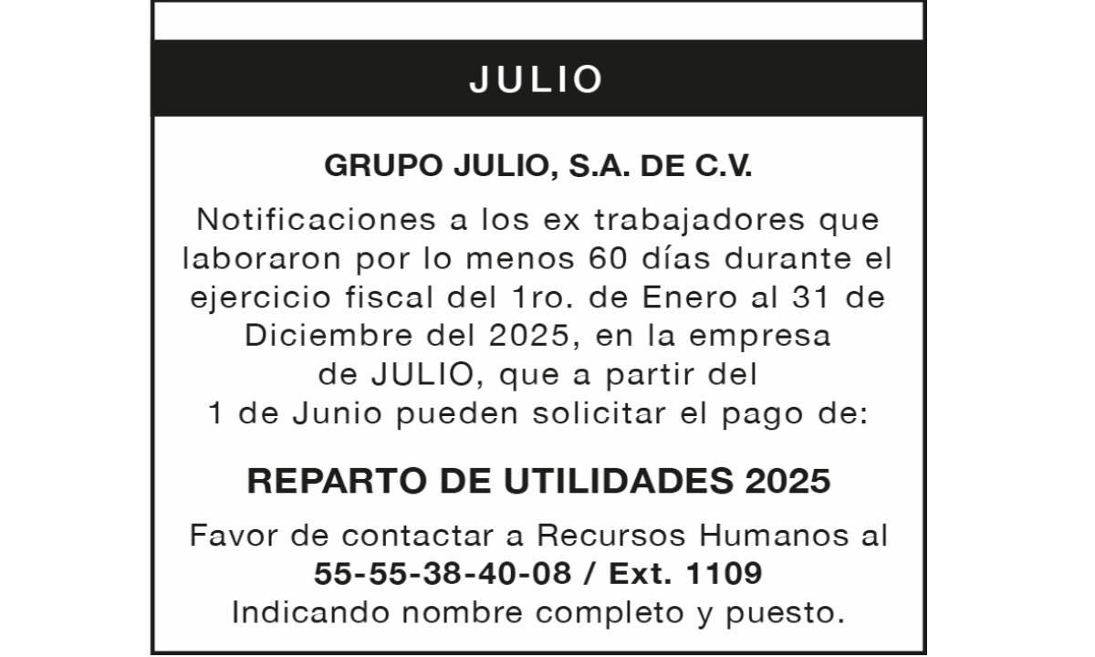 PTU 2025 GRUPO JULIO