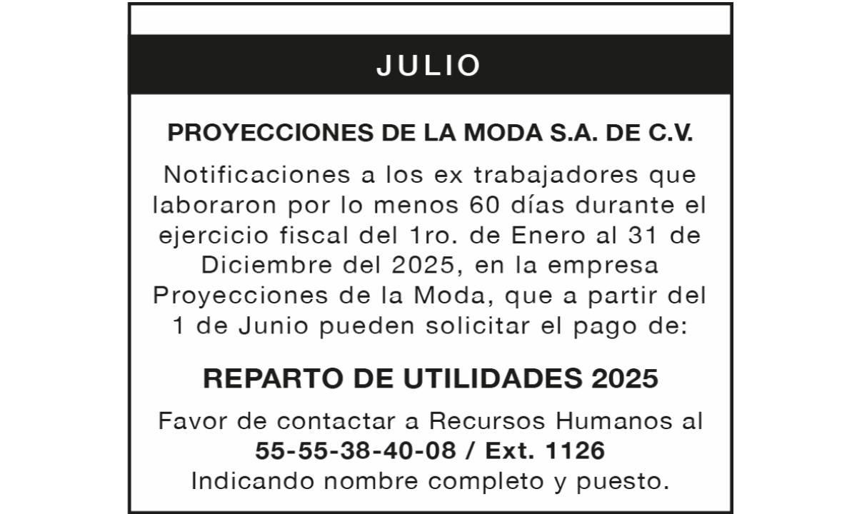 PTU 2025 PROYECCIONES DE LA MODA