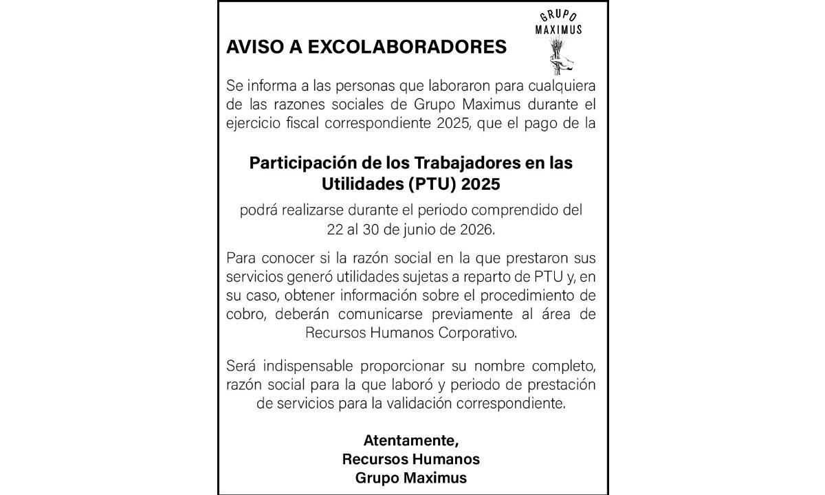 GRUPO MAXIMUS/ PTU 2025