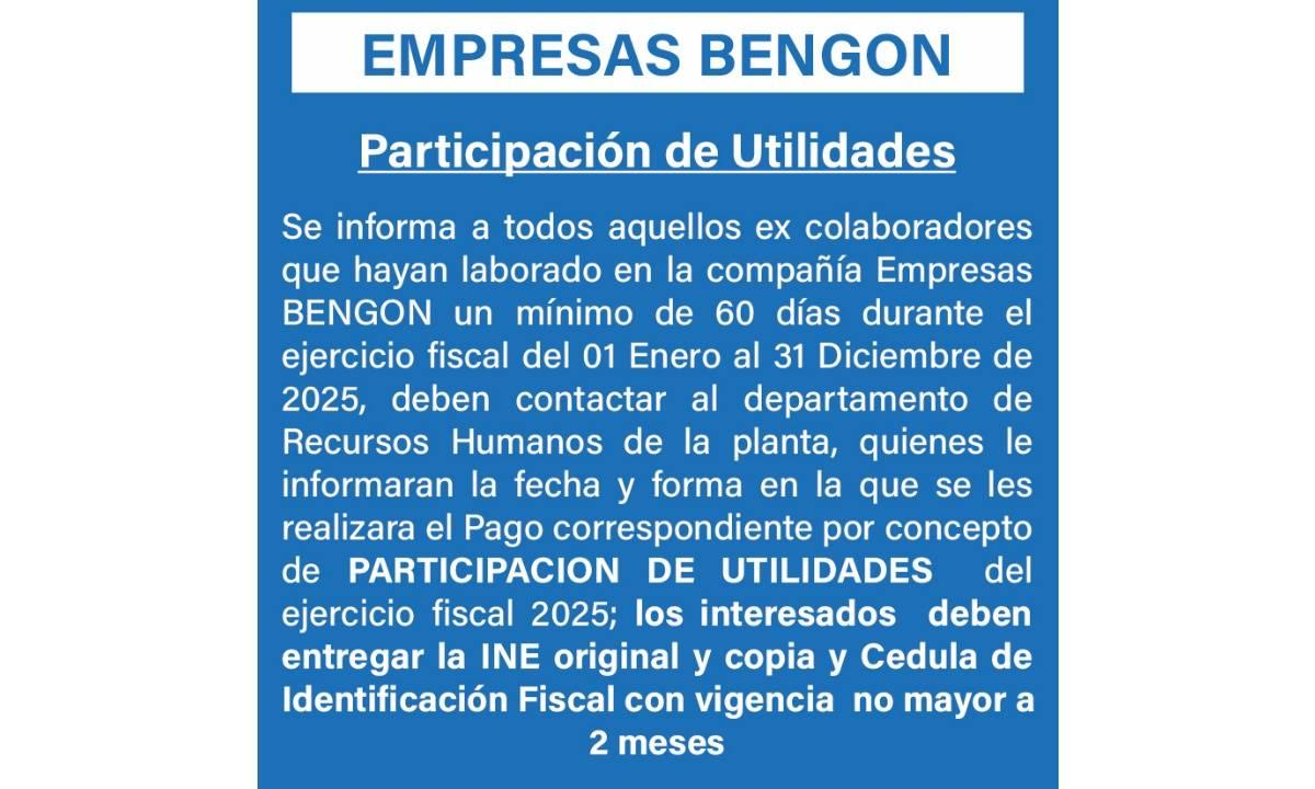 REPARTO DE UTILIDADES BENGON 2025