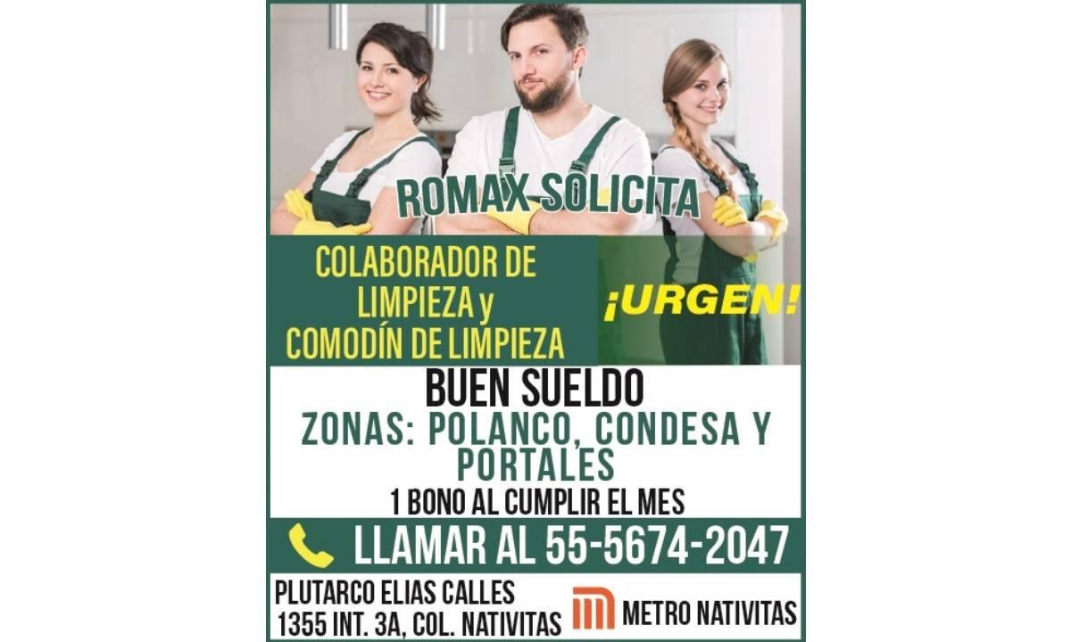 COLABORADOR DE LIMPIEZA Y COMODIN DE LIMPIEZA