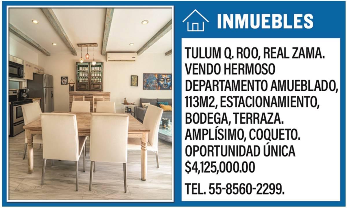 TULUM Q. ROO, REAL ZAMA DEPARTAMENTO AMUEBLADO