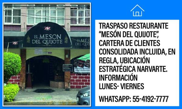 TRASPASO RESTAURANTE MESÓN DEL QUIJOTE 
