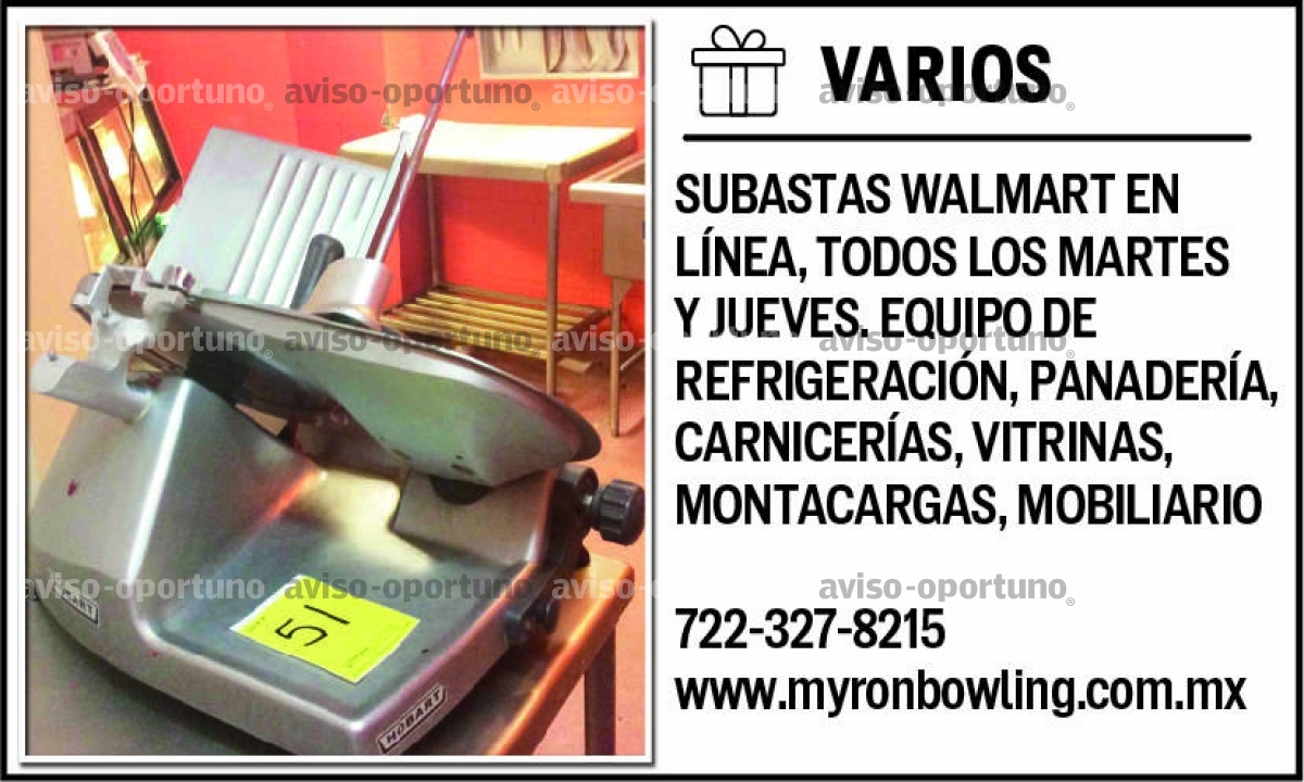 SUBASTAS WALMART EN LÍNEA, TODOS LOS MARTES Y JUEVES. EQUIPO DE REFRIGERACIÓN