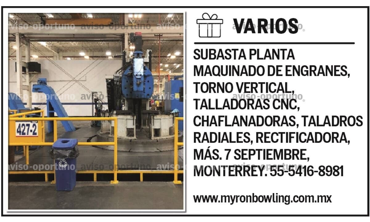 SUBASTA PLANTA MAQUINADO DE ENGRANES,