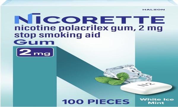 NICORETTE 2MG. WHITE ICE MINT GUM.