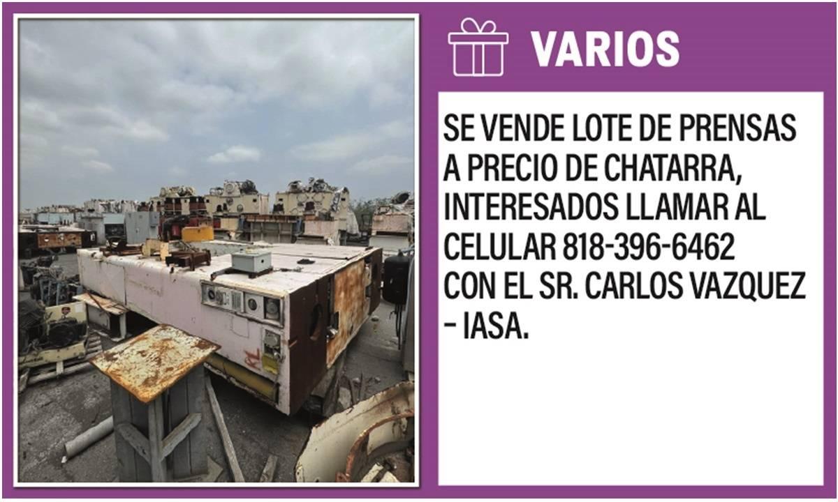 LOTE PRENSAS PRECIO CHATARRA